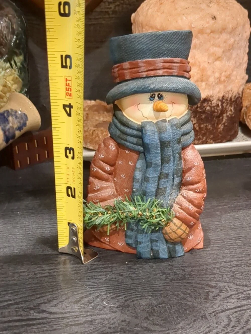 Vintage 2001 Crazy Mountain Resin Snowman Votive Candle Holder Holiday Folk Art